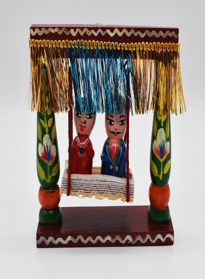 justhandmade Wooden Pair Doll in Swing - Showpiece/Home Decor/Gift (GREEN2) - Image 2